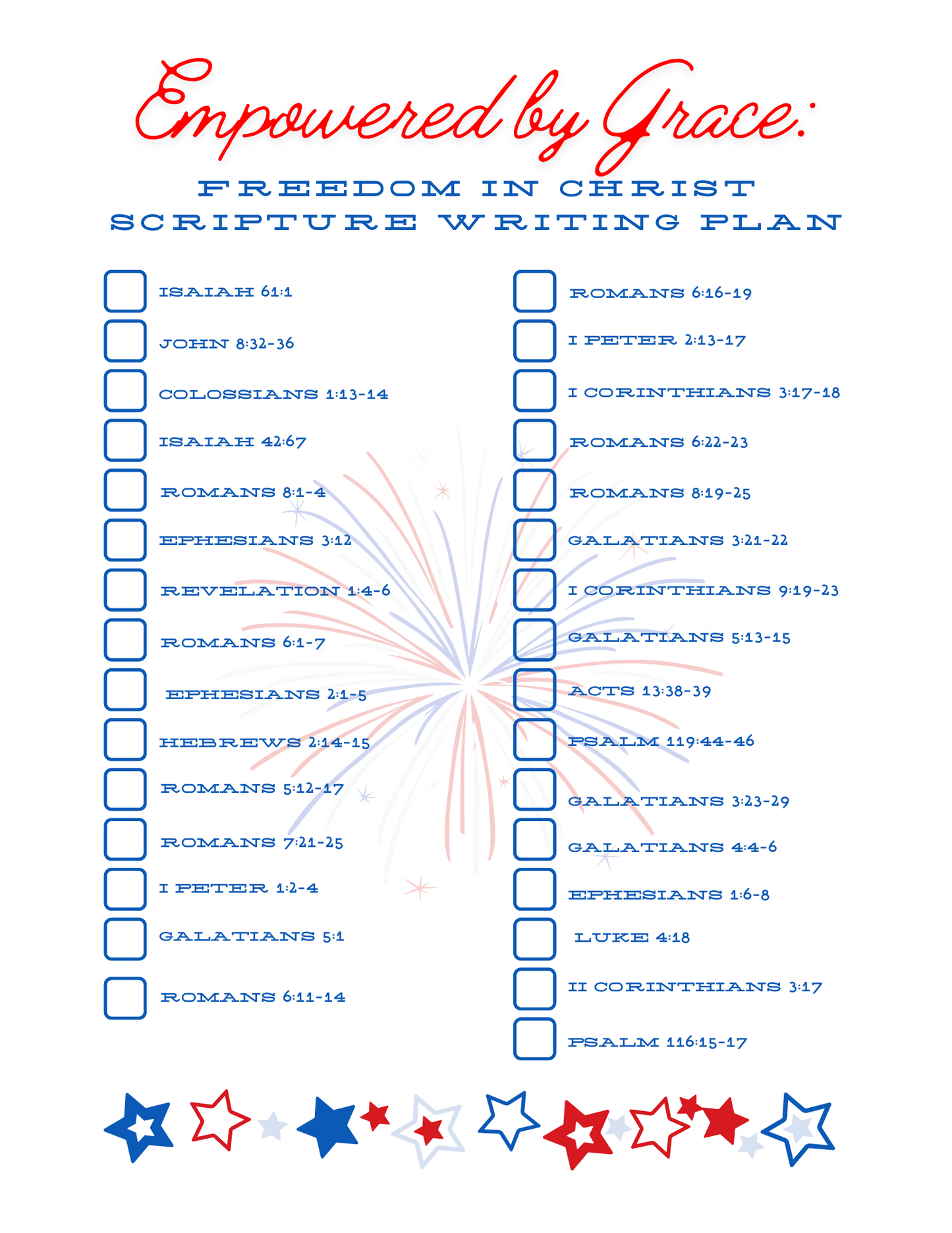 Empowered by Grace: Freedom in Christ Scripture Writing Plan